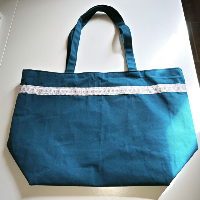 Sac en coton bleu canard + porte-monnaie assorti