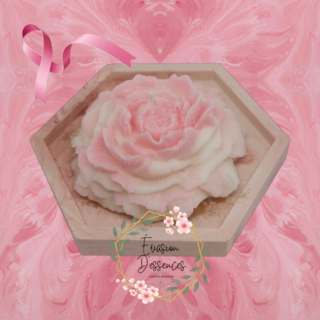 Bougie Fleur parfumée + coupelle en jesmonite