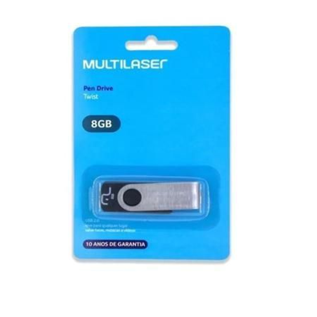 Pen Drive Multilaser Twist USB 8GB preto e prateado (Outlet, Fora da caixa)