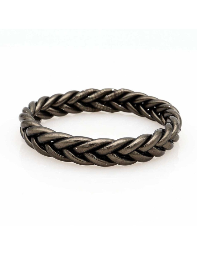 Jonc tibétain tressé couleur réglisse