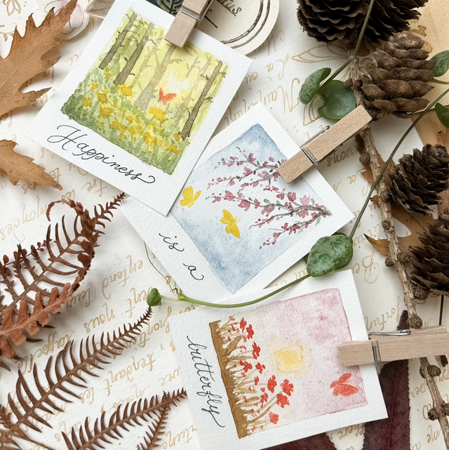 Triptyque Happiness is a Butterfly