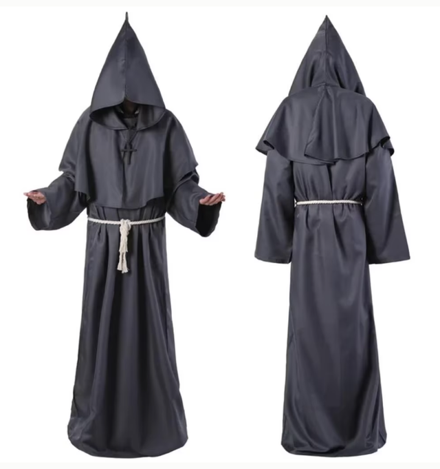 Kostuum middeleeuwse Monnik / Tovenaar met capuchon