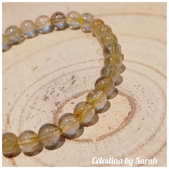 Bracelet Quartz rutile 6mm Taille Dame