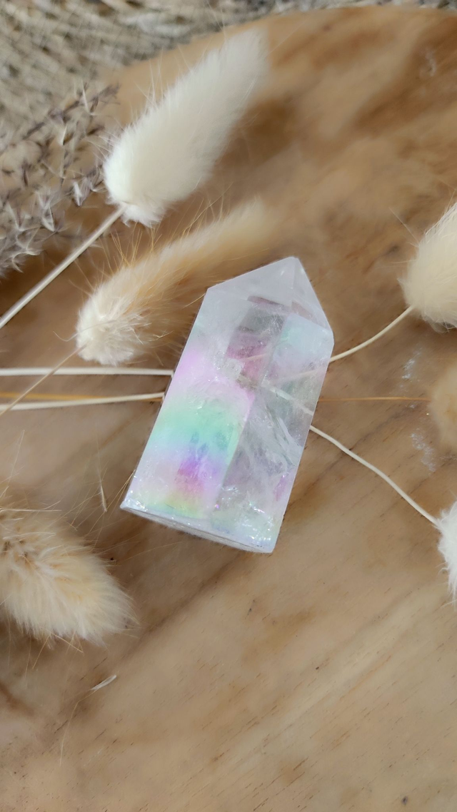 Pointe en Cristal de roche Aqua Aura 