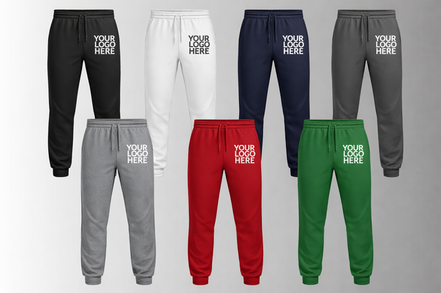 Customised jogging bottoms with text and logo 