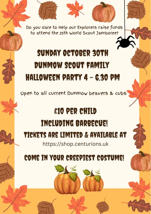 Dunmow Scout Family 30th Oct Hallowe'en Party Ticket