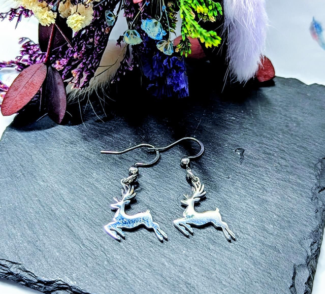 Stainless Steel Deer Dangle/Drop Earrings 