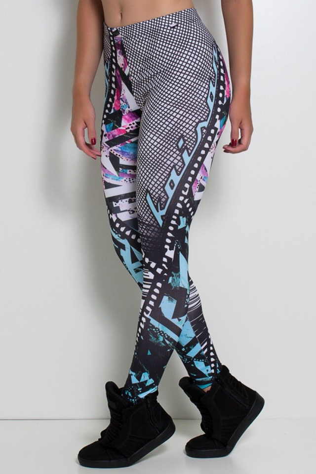 Calça Legging Sublimada Grafite Colorido | Kaisan