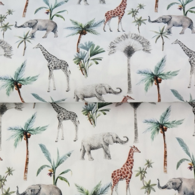 Musselin 0,5m Safari Tiere creme