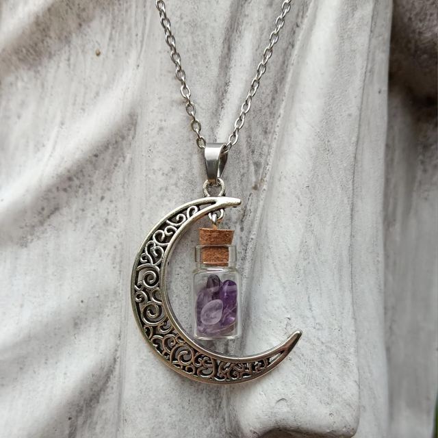 Amethyst Crystal Chips Sterling Silver Necklace