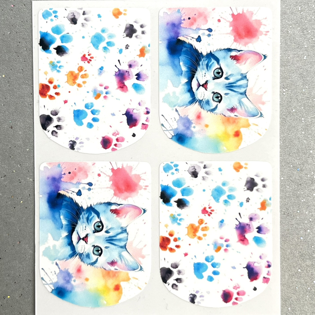 Watercolour Kitten Stickers (Set of 4) 