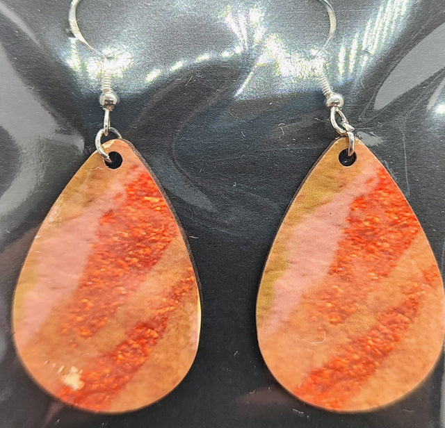 Boucles d&#039;oreilles Rayures Orangées et Brunes - PrintByHenry