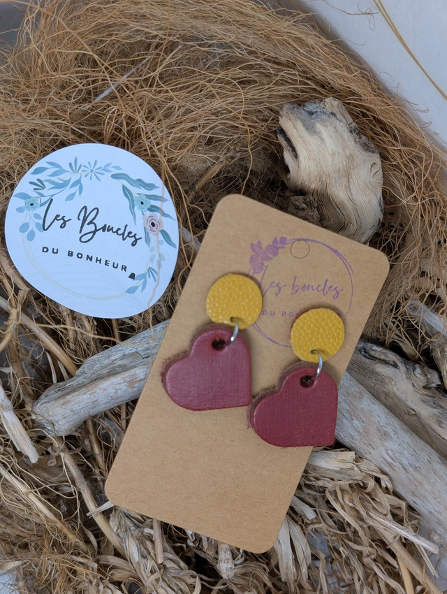 Boucles d&#039;oreilles Évasion rouge et moutarde ev012