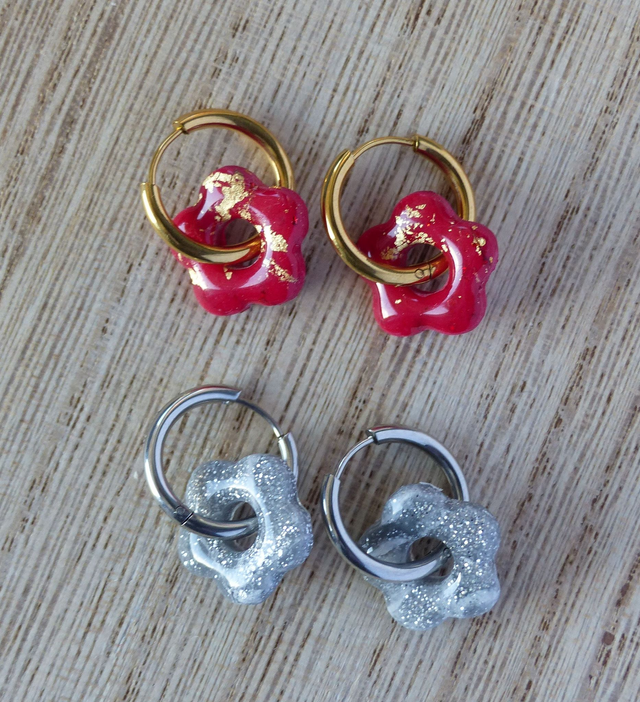 Paire de pampilles réversibles "mini fleur" (enfant)