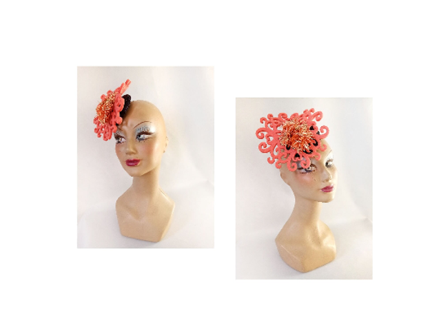 Chapeau femme mariage cocktail orange