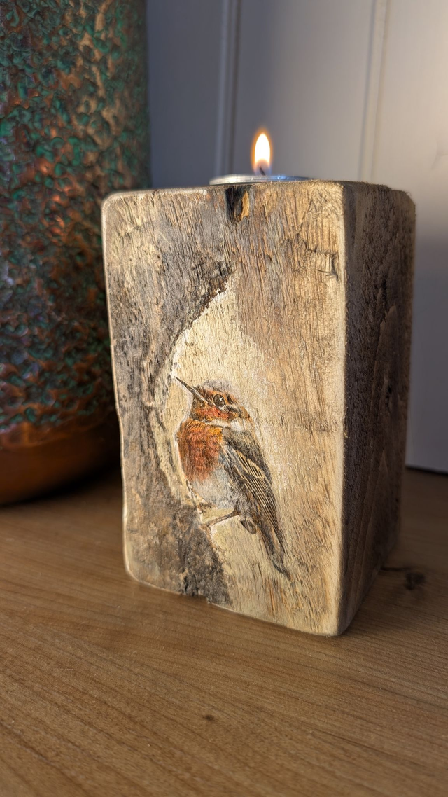 Robin's Hollow - Tealight Holder Reclaimed Wood