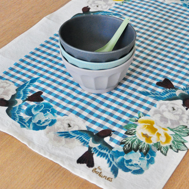 Torchon - Coton et Lin - Vichy Turquoise