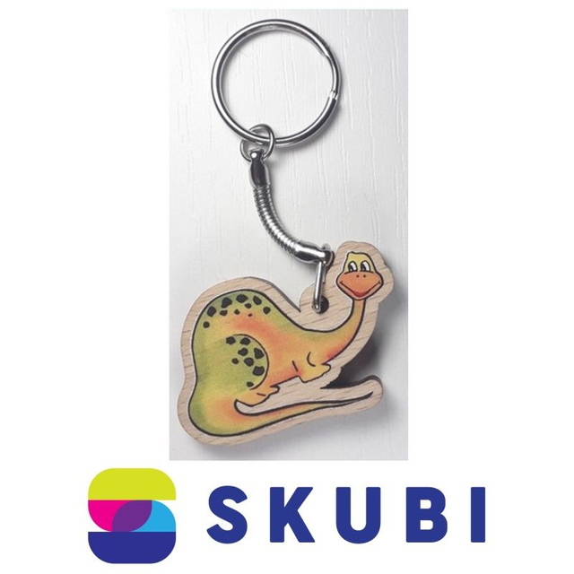 Přívěsek dřevěný - na klíče - dinosaurus