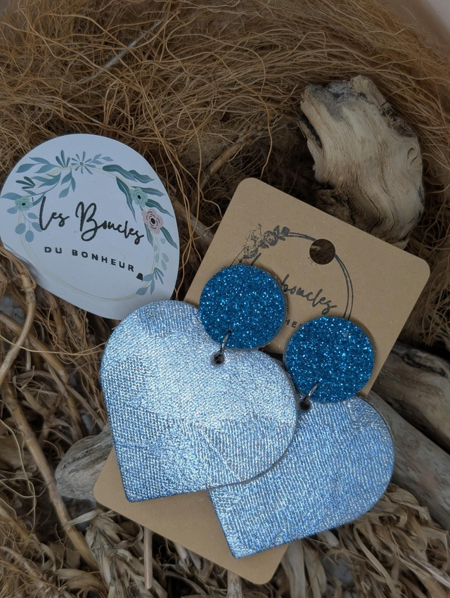Boucles d&#039;oreilles Coeur ❤️  bleu c2027