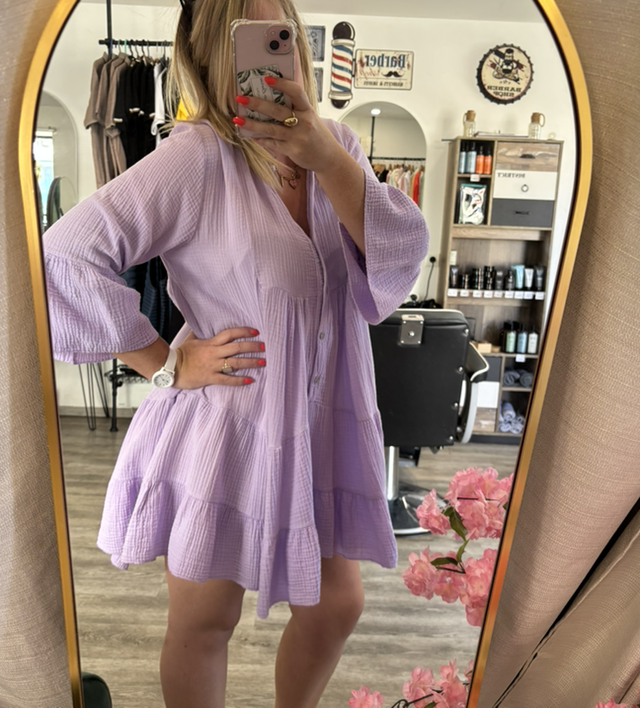 Robe mauve gaze de coton