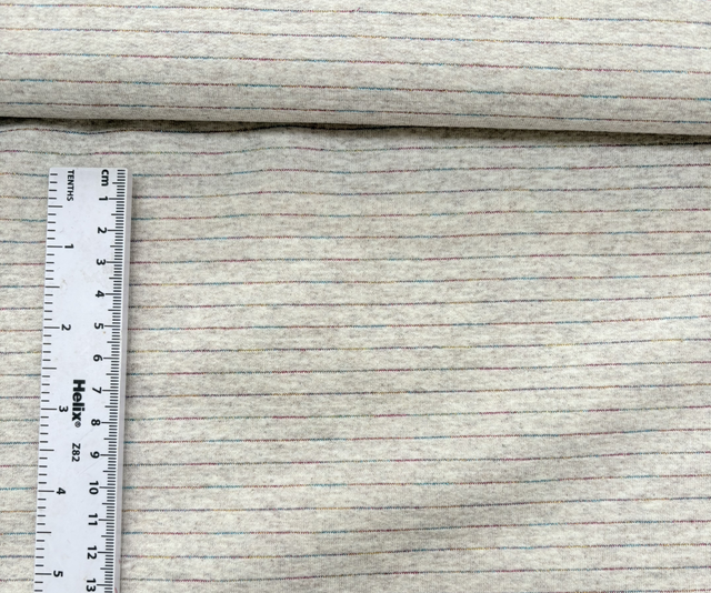 Oatmeal French Terry with Lurex Rainbow Stripe