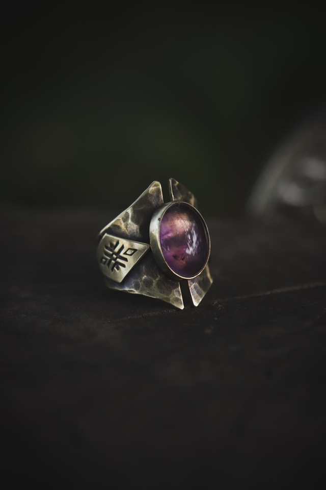 ◈ Tribal vibes ◈ Bague améthyste réglable 