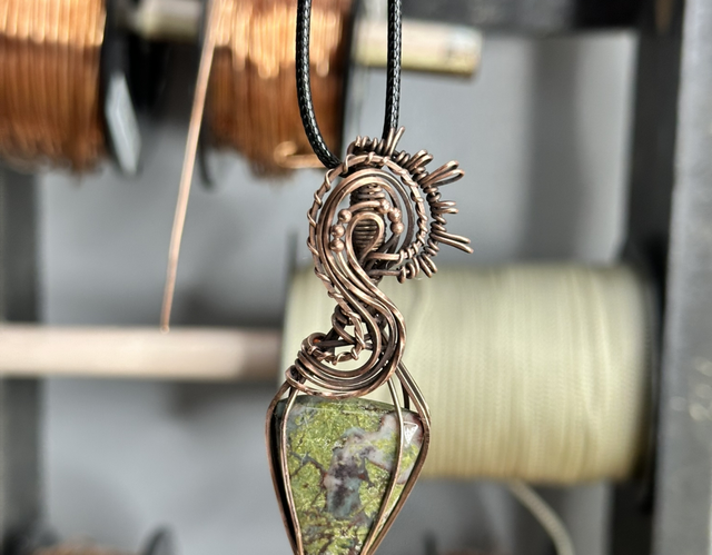 Dragons blood jasper pure copper pendant 
