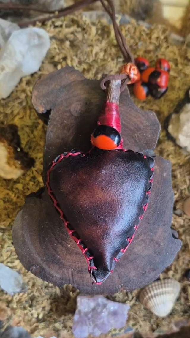 Dyed Reindeer with Jequirty bean Necklace Rattle
