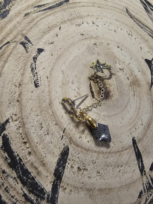 Manchette dorée lune , étoile &amp; gris béton