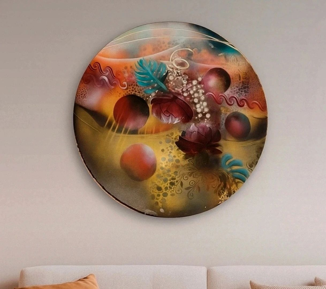 Tableau floral toile ronde