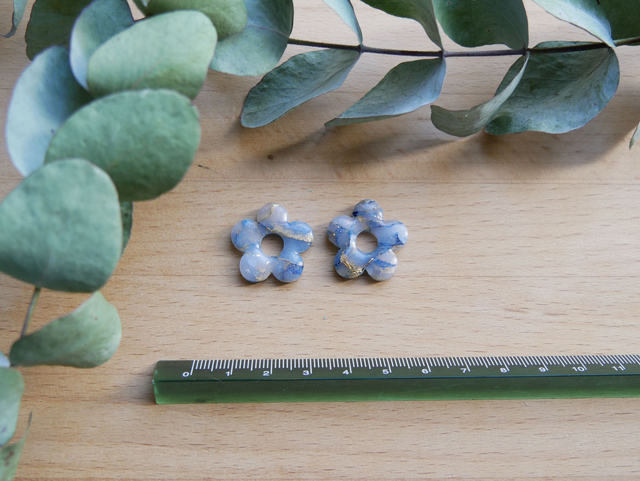 Bloom 5 pétales marbré bleu/or