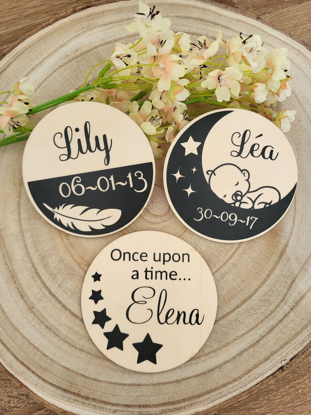 Carte en bois - Naissance