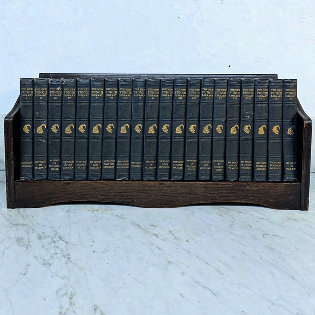 “The New Punch Library” Edited J.A. Hammerton, London Educational Book Co. Complete Set Of 1st Editions Encased Within Period Oak Bookcase