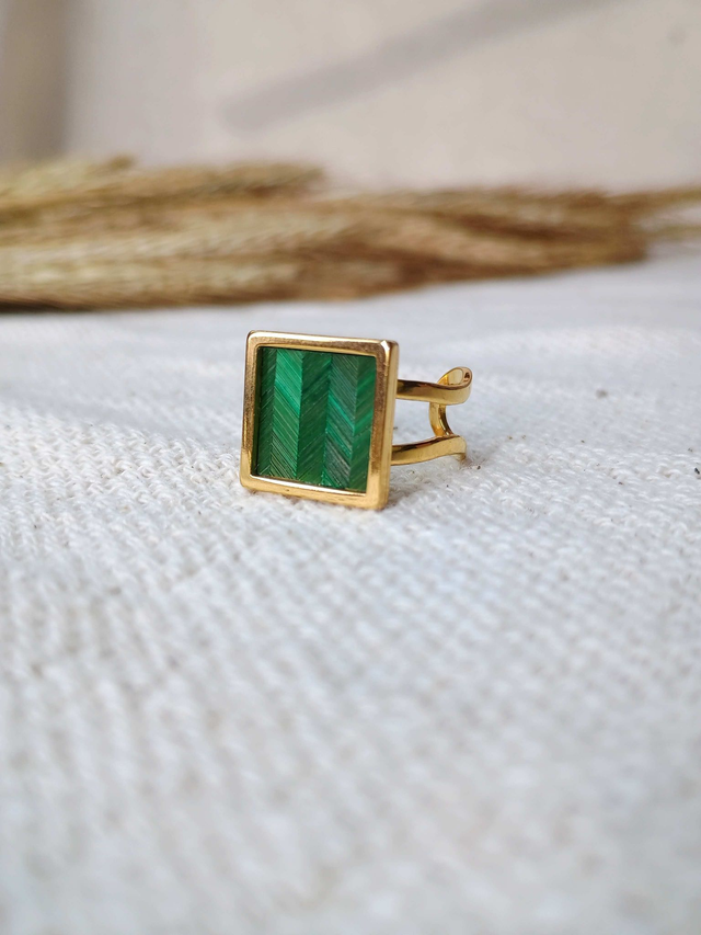 Bague CARREE Chevron Vert Jungle 