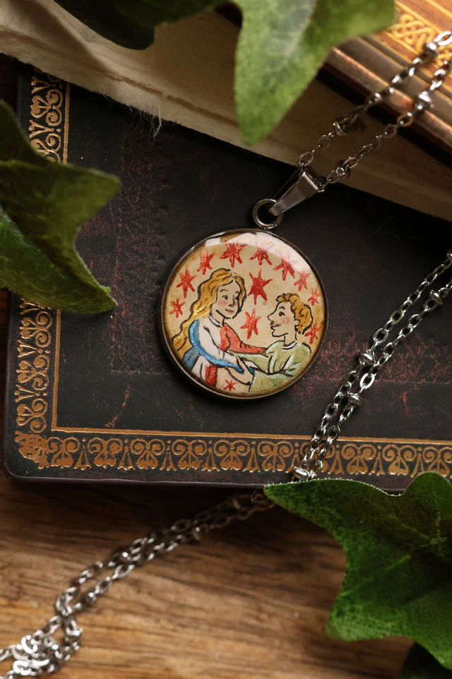 Médaillon astrologique Gémeaux médiéval – peint à la main - acier inoxydable - Avec ou Sans Chaîne