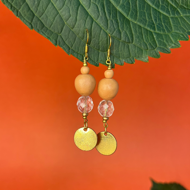 Brinco Longo Cristal com Dourado — Peça ÚNICA