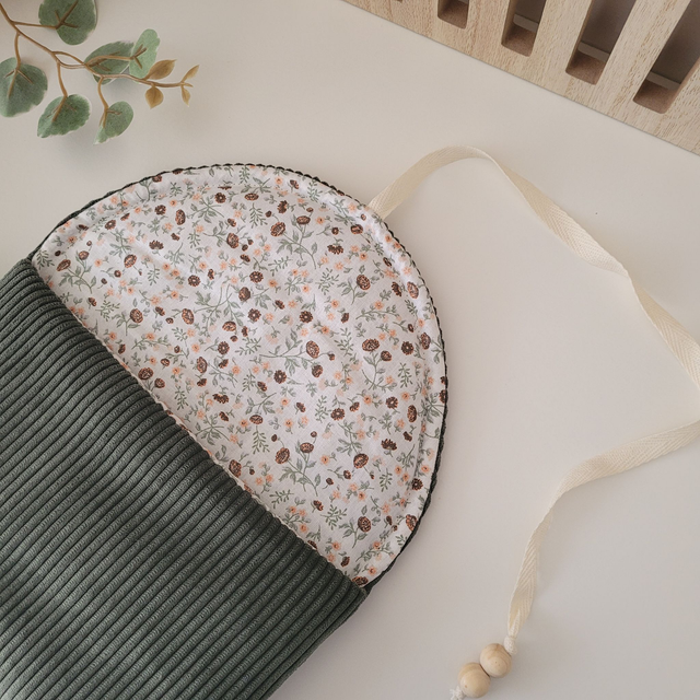 Pochette à livre Zoé velours kaki