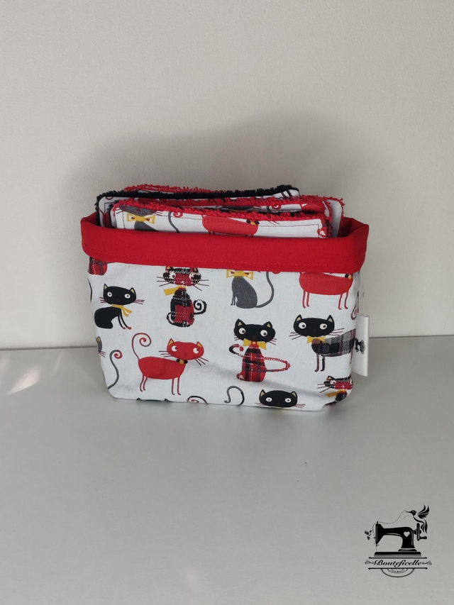 Lingettes lavables &quot;CHAT ROUGE&quot;