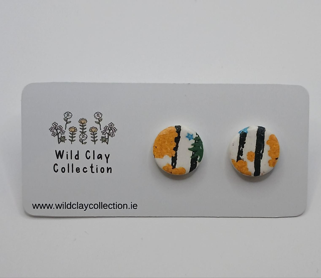 Stripe Floral Small Stud