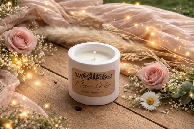 Bougie personnalisable - Pot éco-résine - Naturel