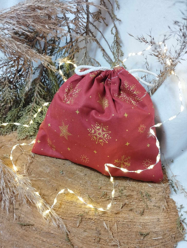 Emballage Cadeau - Pochon - Sac cadeau (motif flocon doré)