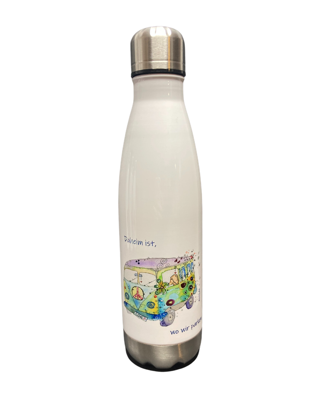 Thermosflasche "Bully mit Hund - daheim ist, wo wir parken"