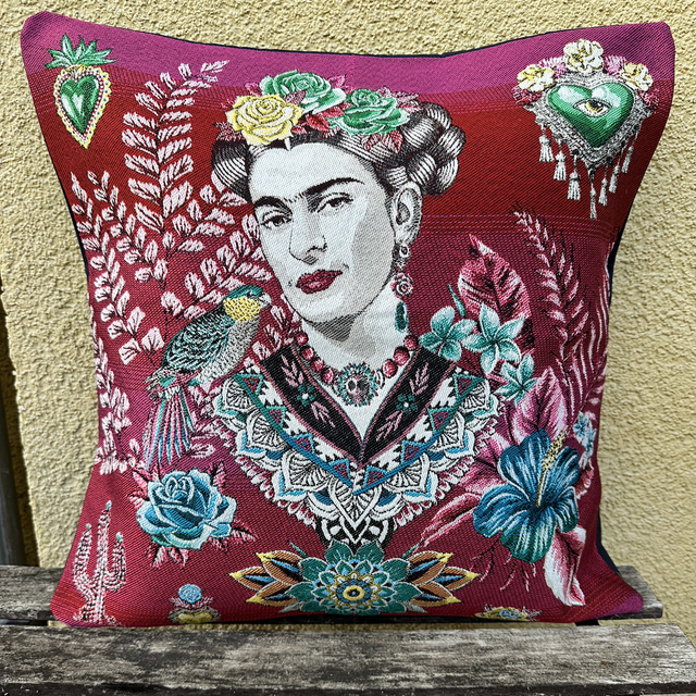 Fourre de coussin Frida Kahlo rose 