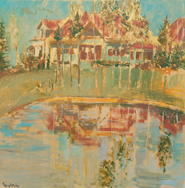 Dom 100x100 olej płótno