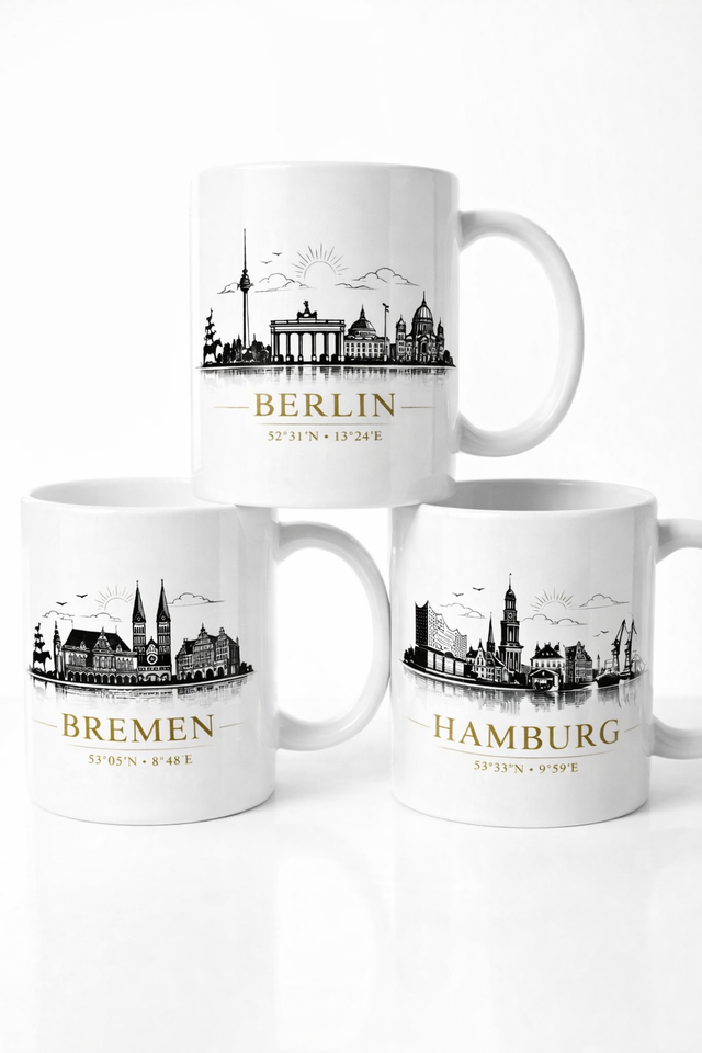 Deine Stadt. Dein Becher. Exklusive Städte-Tasse mit Koordinaten – 330 ml Keramik