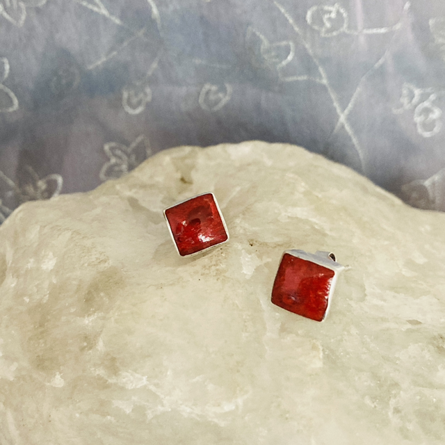 Red Jasper Sterling Silver Gemstone Stud Earrings