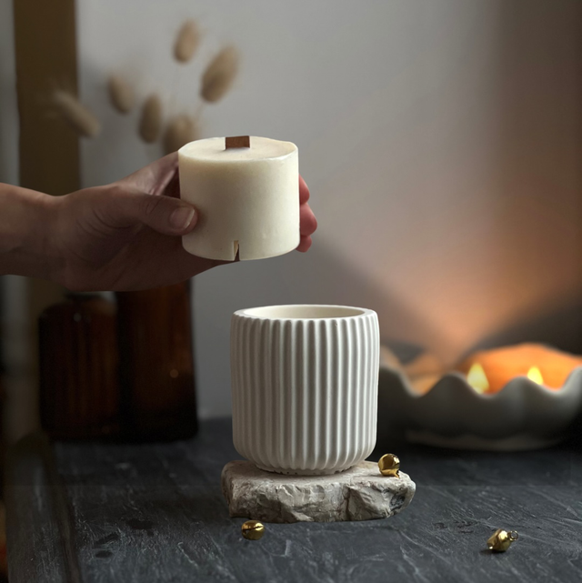 Recharge bougie en pot (Striée)