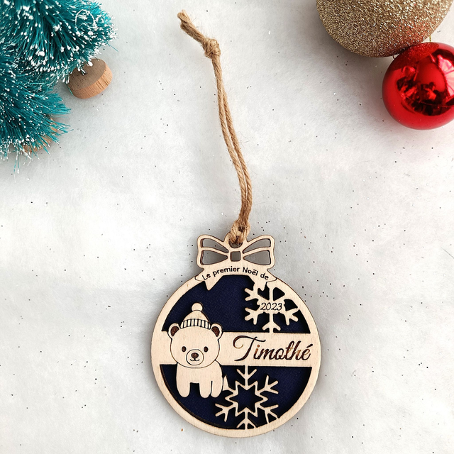 Boule de Noël personnalisée "Premier Noël" - Petit ourson