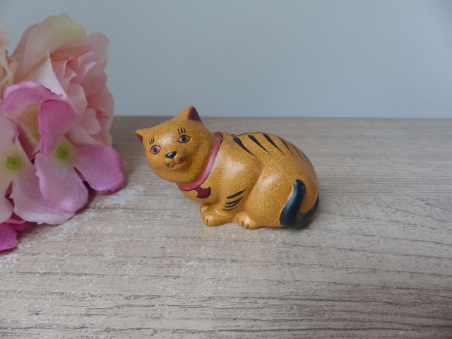 Franklin Mint – Figurine Chat Orange 1986, Collection The Curio Cabinet Cat - Chat Orange en Résine Chalkware Peint à la Main