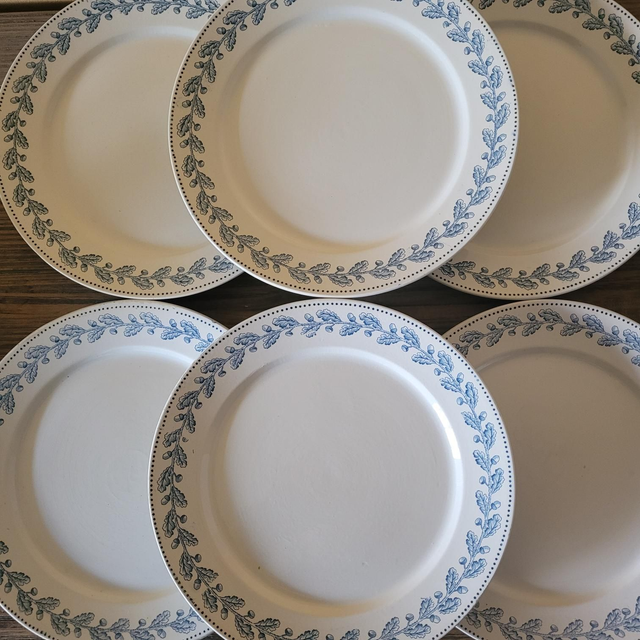 X Assiettes terre de fer Sarreguemines U&amp;C modèle Chêne début 1900